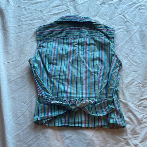 Vintage Harve Benard Blue Striped Wrap Tie Sleeveless Top. Medium - Picture 6 of 9